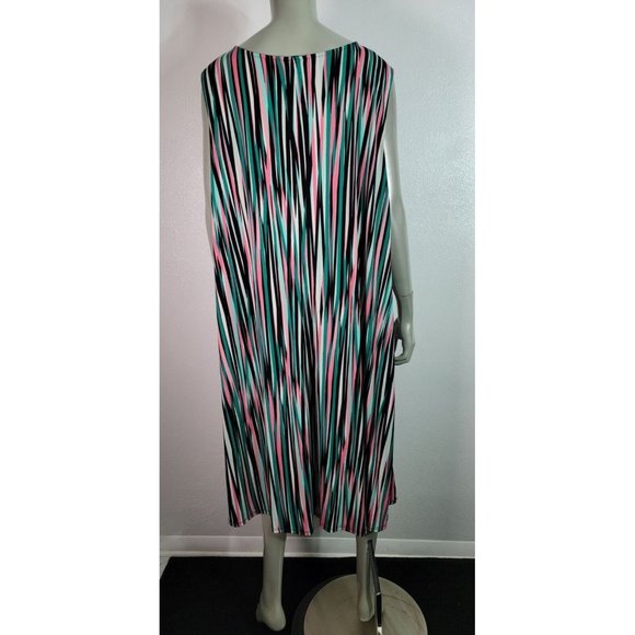 Catherines Fit & Flare Dress Plus Size 3X 26/28W Stretch Pullover Pink Green - Picture 6 of 8
